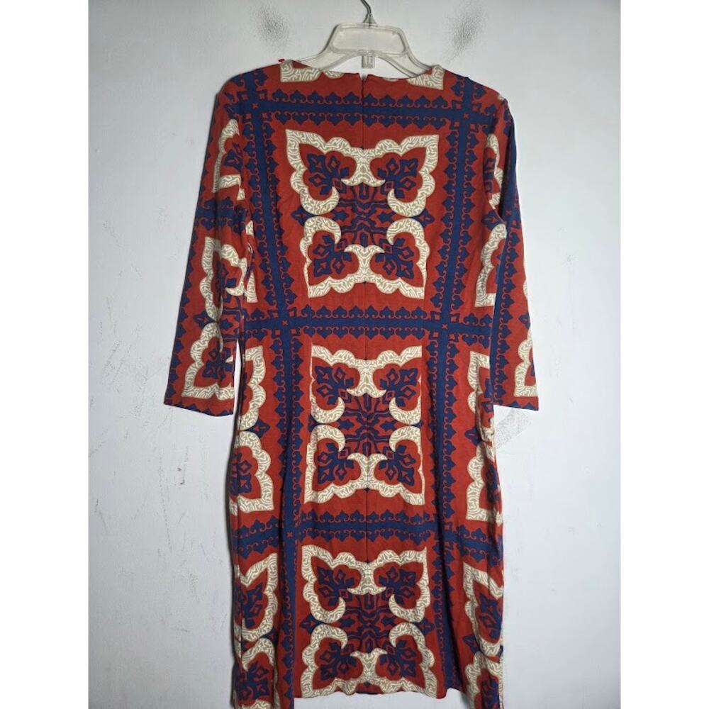 J.Mclauglin "Devon" Dark Red Blue Cream Tapestry Straight Shiloutte Dress Medium - Picture 5 of 8